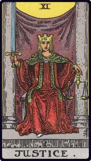 La Justice - Carte du tarot représentant l'équilibre et l'équité