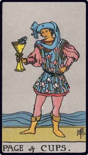 Valet de Coupes - Carte du tarot représentant la sensibilité et l'intuition