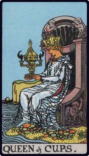 Reine de Coupes - Carte du tarot représentant la compassion et l'empathie