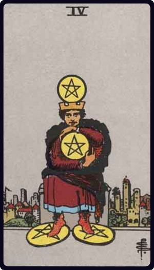 Quatre de Deniers - Carte du tarot symbolisant la sécurité