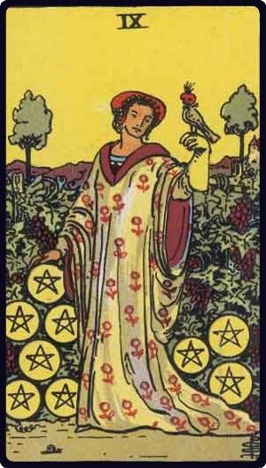 Neuf de Deniers - Carte du tarot représentant l'abondance personnelle