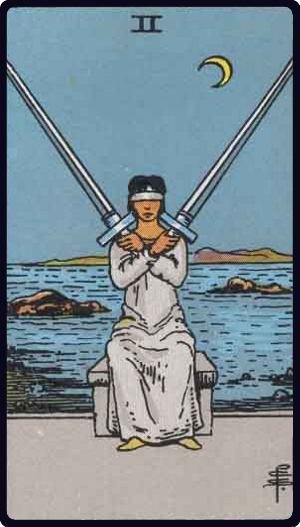 Deux d'Épée - Carte du tarot symbolisant l'indécision