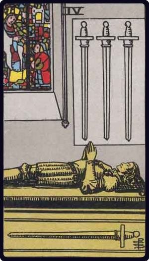 Quatre d'Épée - Carte du tarot symbolisant le repos
