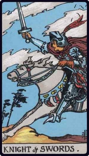 Cavalier d'Épée - Carte du tarot symbolisant l'action rapide