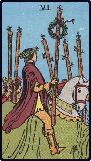 Six de Bâtons - Carte du tarot symbolisant la victoire