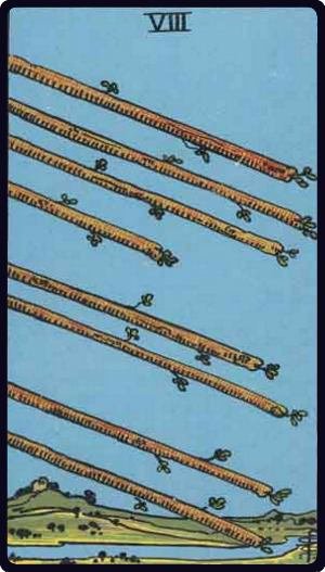 Huit de Bâtons - Carte du tarot symbolisant le mouvement rapide