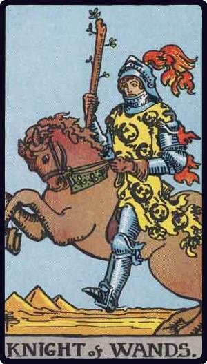 Cavalier de Bâtons - Carte du tarot symbolisant l'action audacieuse